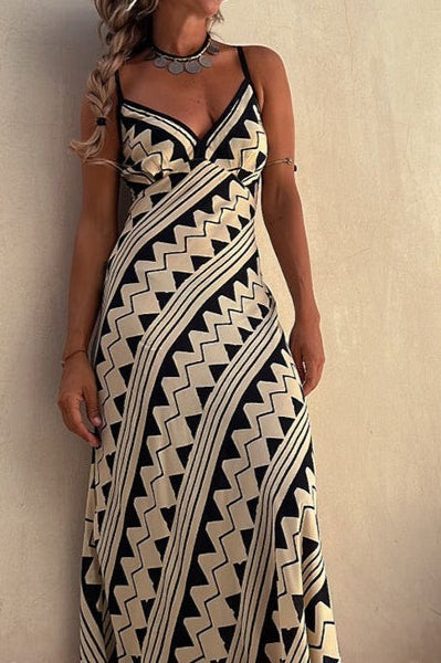 Bohemian Printed Casual Spaghetti Strap Boho Dress