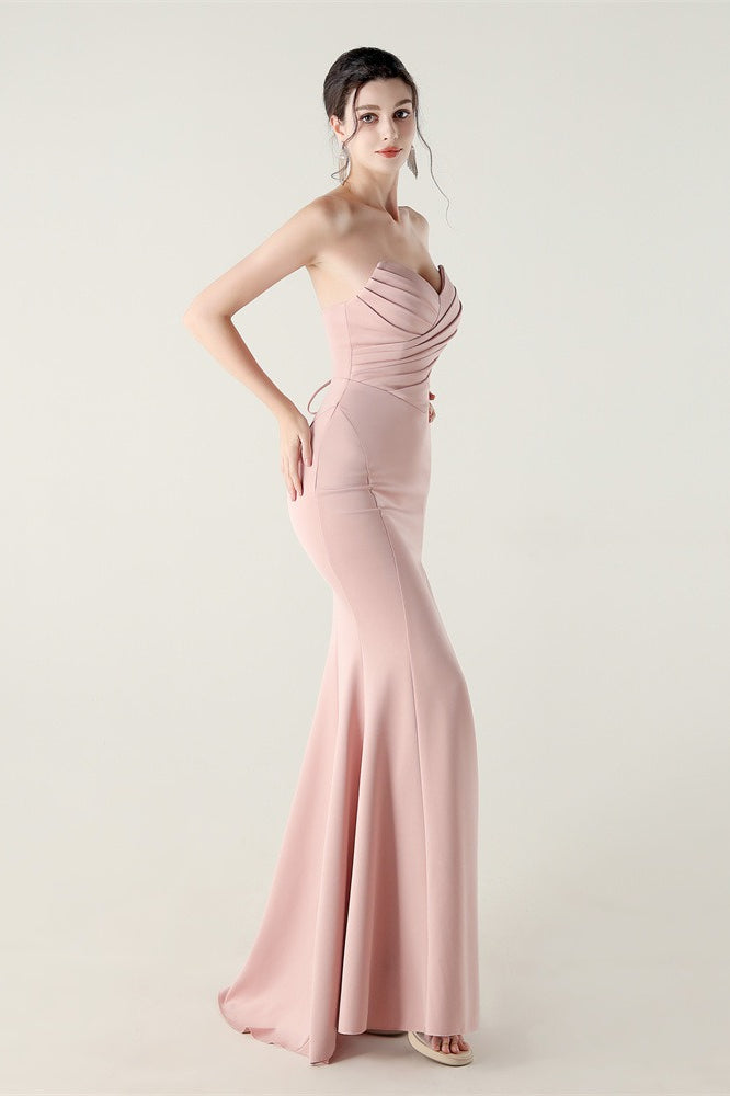 Vestido de fiesta plisado palabra de honor con escote corazón