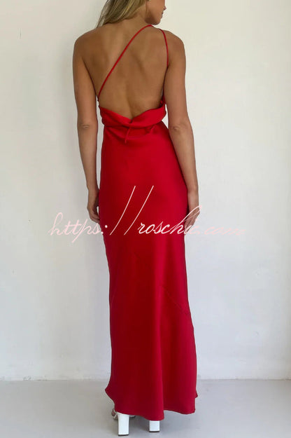 Solid Color Halter Neck Tie Backless Slim Fit Drape Maxi Dress