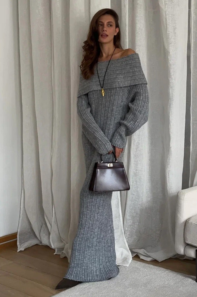 Vestido de punto entallado con un solo hombro