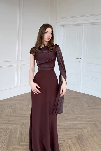 Vestido de fiesta de chifón con un solo hombro