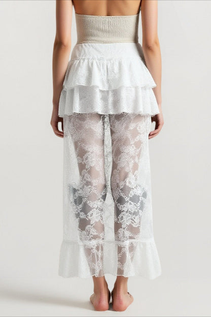 Lace Asymmetric Bodycon Skirt