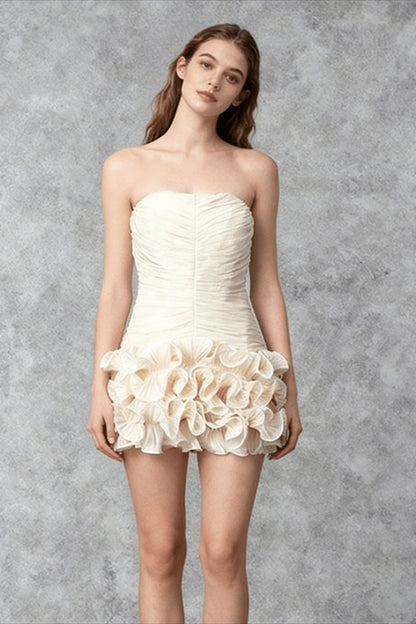 Tube Top Floral Applique Reception Dress