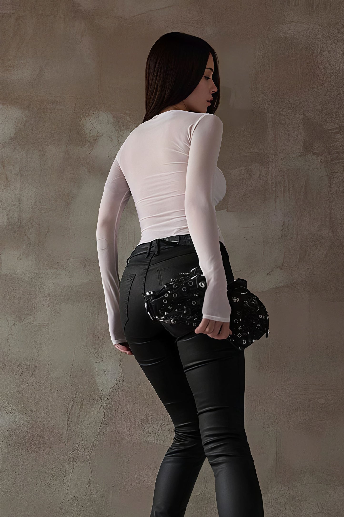 Blusa de cuello redondo ajustada, sexy y con estampado de moda