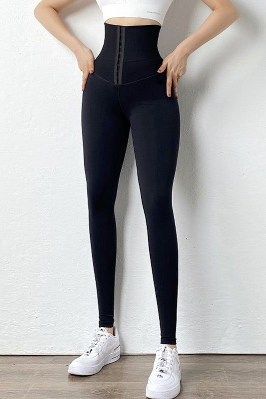 Leggings de tiro alto con doble botón y control de abdomen