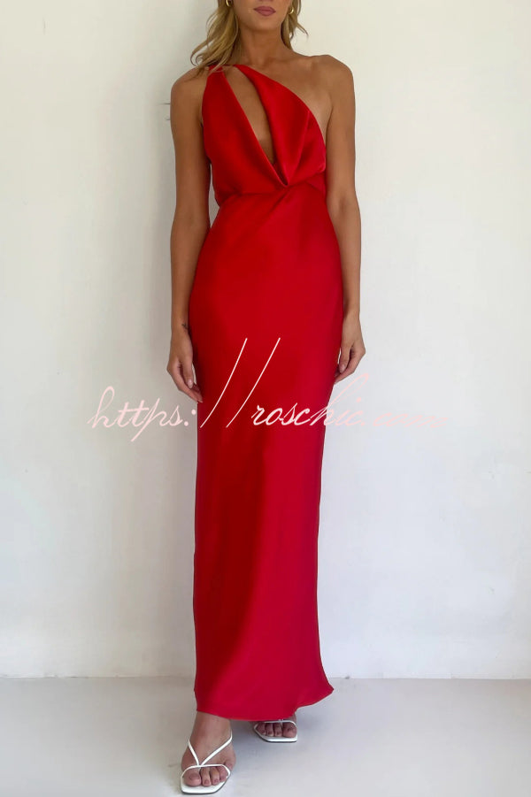 Solid Color Halter Neck Tie Backless Slim Fit Drape Maxi Dress