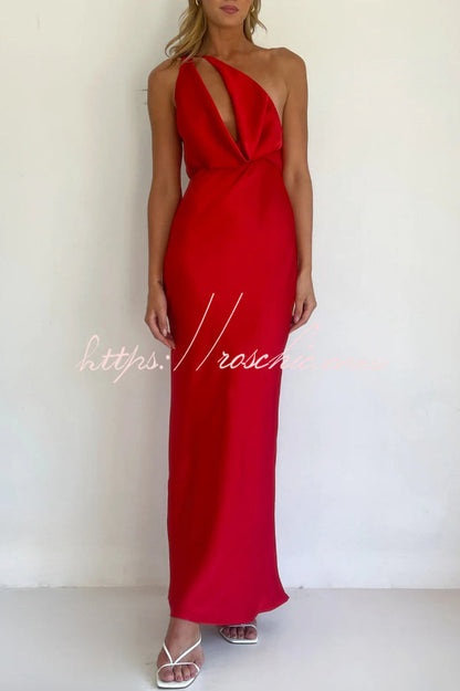 Solid Color Halter Neck Tie Backless Slim Fit Drape Maxi Dress