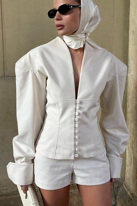 Broad Shoulder Tailored Short Coat