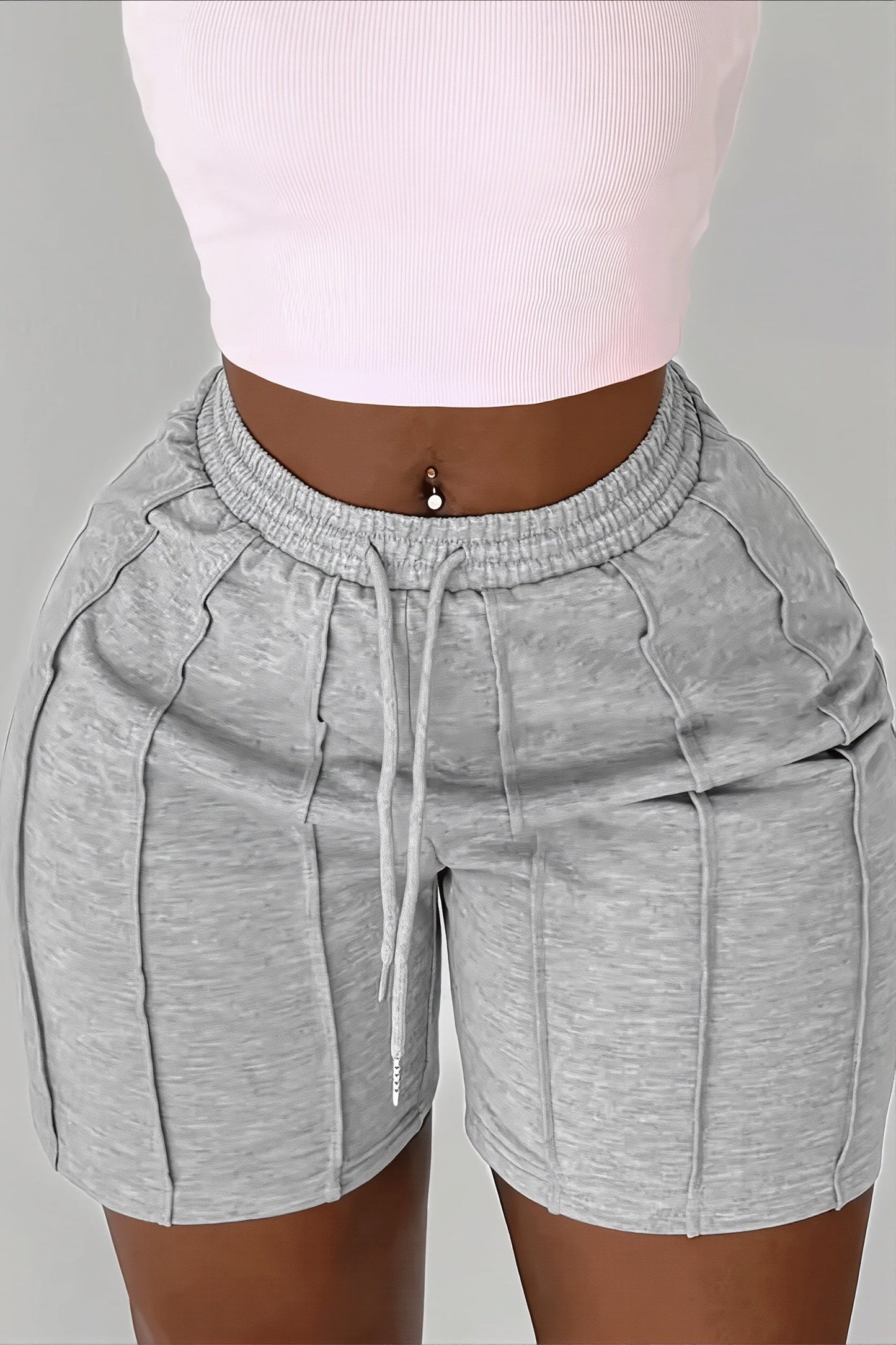 Pantalones cortos sólidos con retazos y cordón
