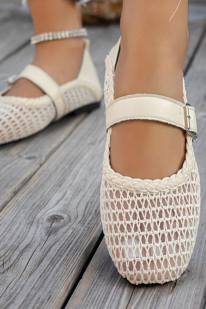 Stylish Mesh Square Toe Flat Casual Shoes