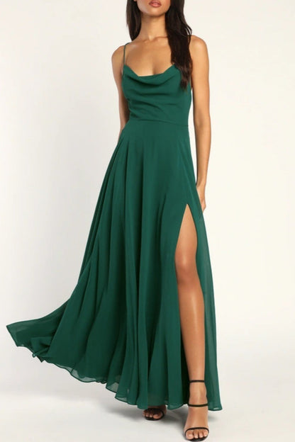 Vestido largo de fiesta halter sin espalda sexy