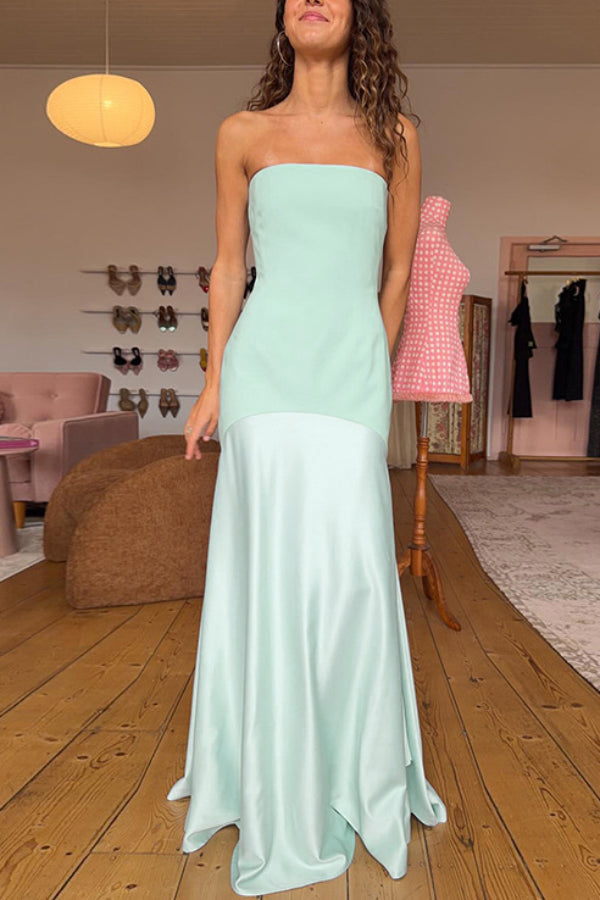 Solid Color Sleeveless Off-shoulder Elegant Slim-fit Maxi Dress