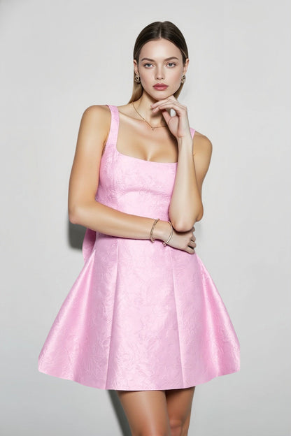 Square Neck Bow Bodycon Party Dress