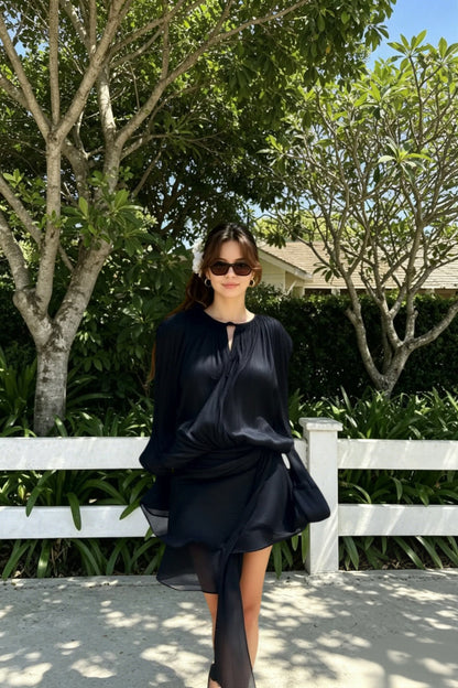 Ruffled Full Sleeve Mini Dress