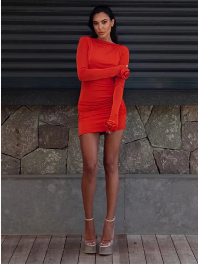 DressBetty - 2024 Articat Spring Backless  Tight Fold Party Mini Bodycon Dress