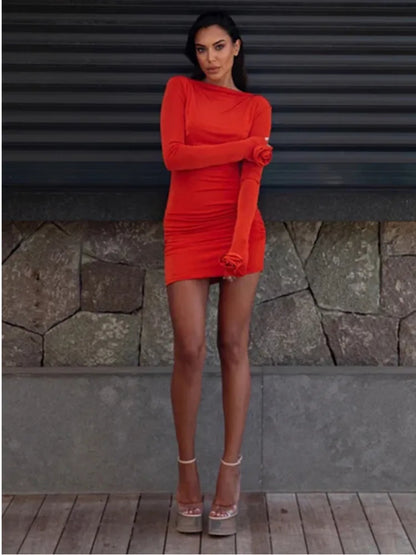 DressBetty - 2024 Articat Spring Backless  Tight Fold Party Mini Bodycon Dress