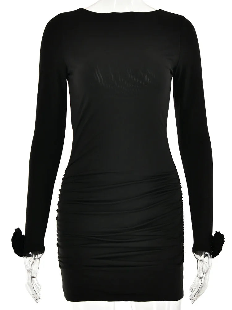 DressBetty - 2024 Articat Spring Backless  Tight Fold Party Mini Bodycon Dress