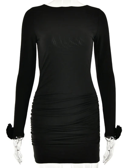 DressBetty - 2024 Articat Spring Backless  Tight Fold Party Mini Bodycon Dress