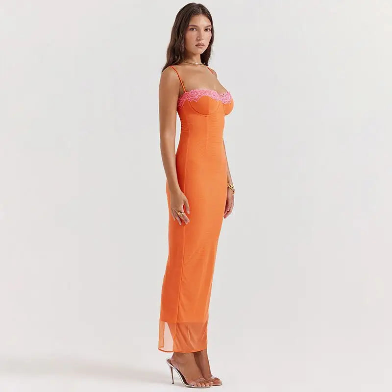 DressBetty - 2024  Lace Patchwork Backless Bodycon Lace Dress