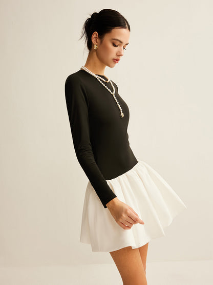 Vestido ajustado con panel de dos tonos
