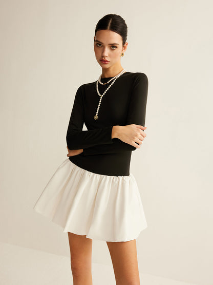 Vestido ajustado con panel de dos tonos