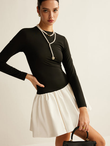 Vestido ajustado con panel de dos tonos