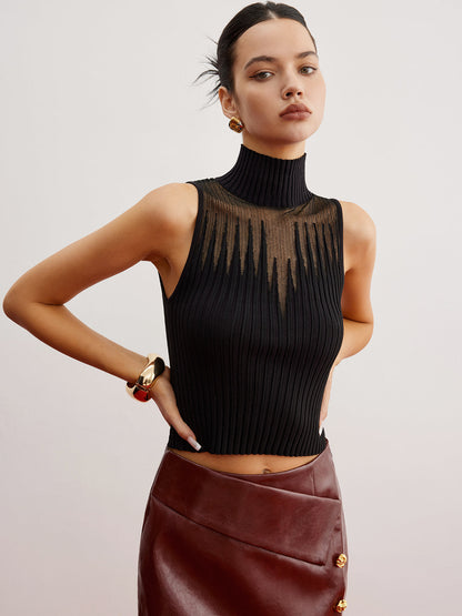 Chaleco de punto cropped con paneles transparentes
