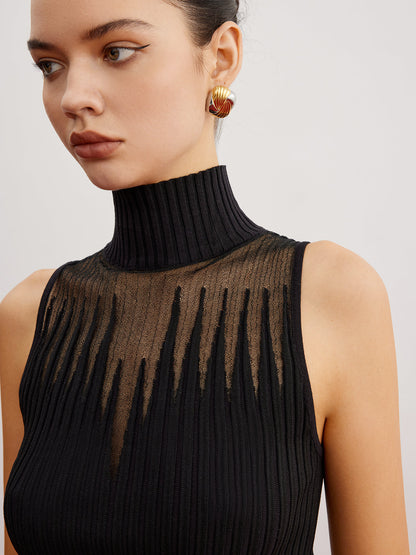 Chaleco de punto cropped con paneles transparentes