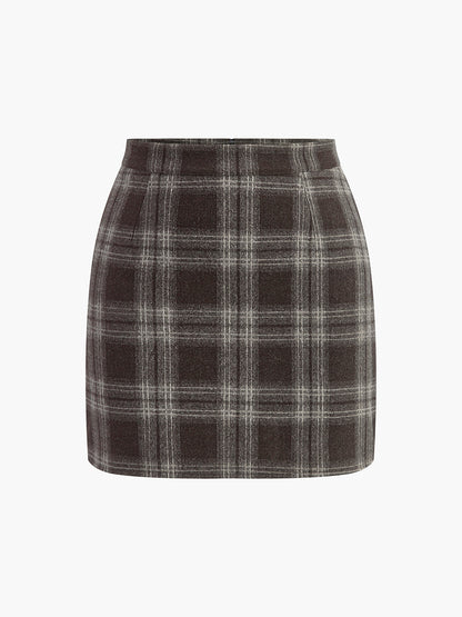 Minifalda de tweed a cuadros