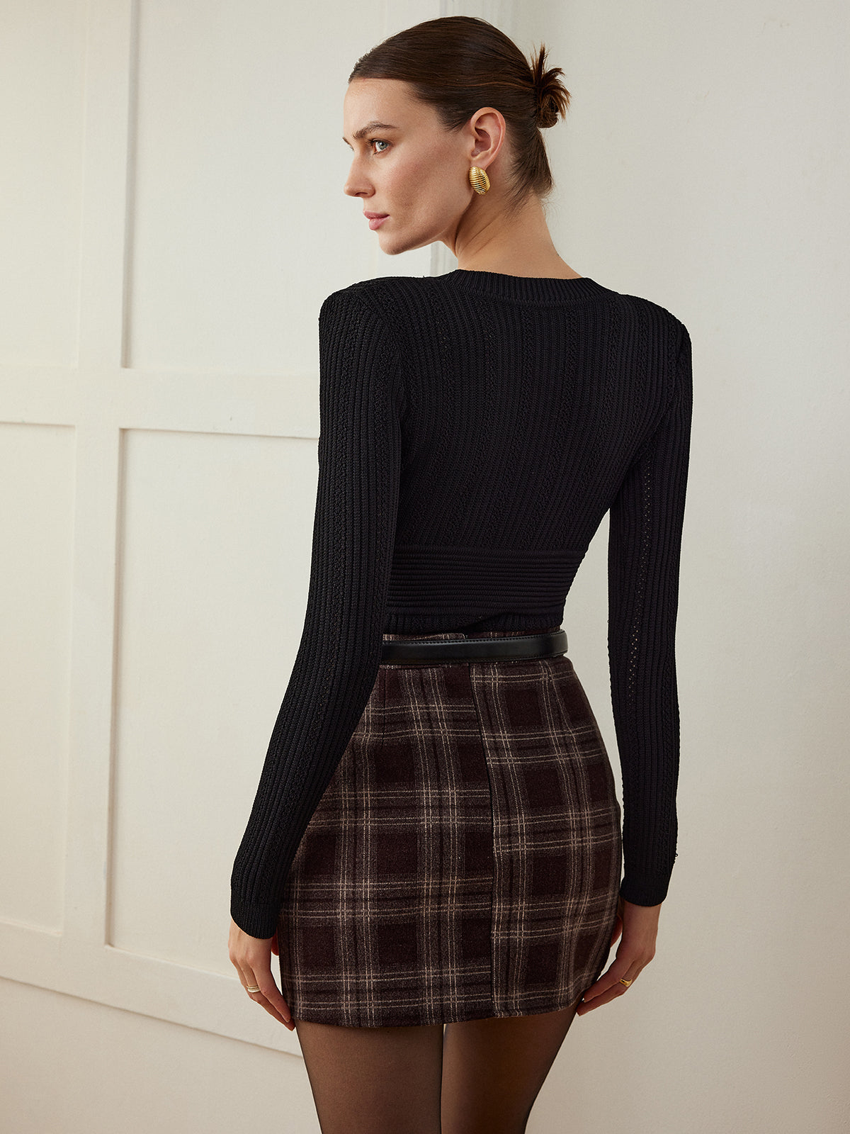 Minifalda de tweed a cuadros