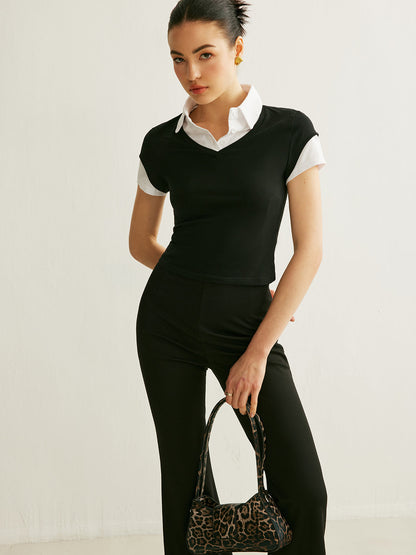 Camiseta de manga corta con cuello tipo polo y bloques de color