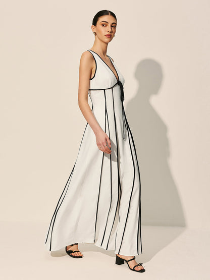 Vestido con Ribetes en Contraste y Bolsillos