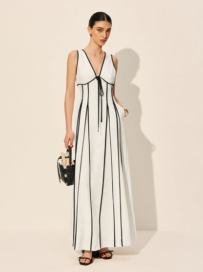 Vestido con Ribetes en Contraste y Bolsillos