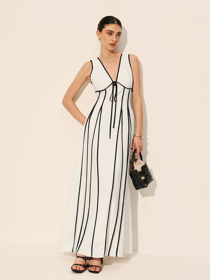 Vestido con Ribetes en Contraste y Bolsillos