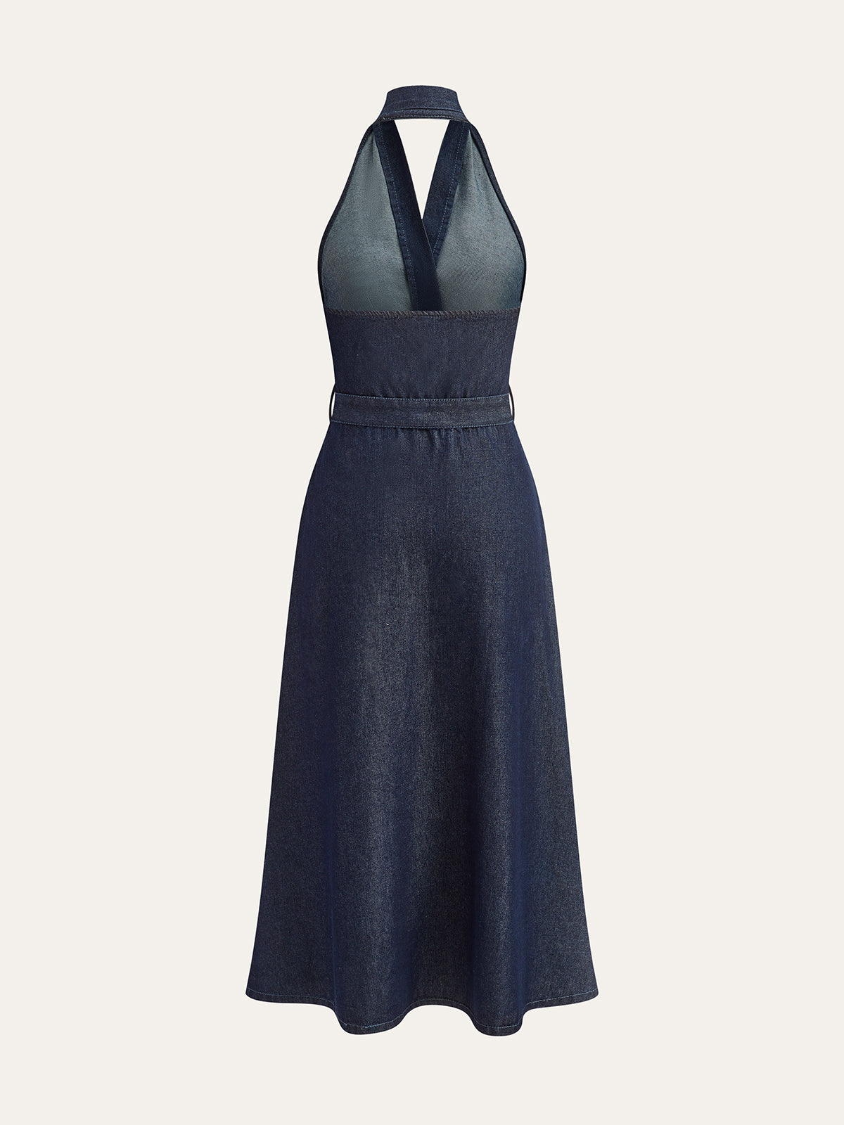 Vestido Midi Halter de Mezclilla con Cinturón