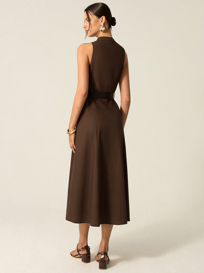 Vestido Midi Abotonado con Cinturón