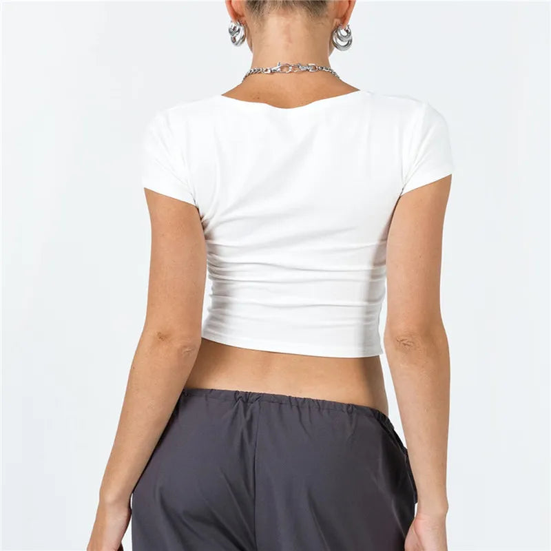 DressBetty - 2024 Basic Fitted Short Sleeve Tees for Summer