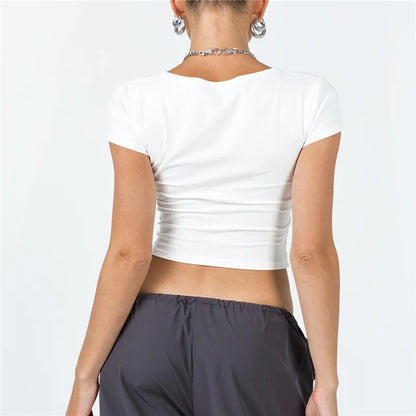 DressBetty - 2024 Basic Fitted Short Sleeve Tees for Summer