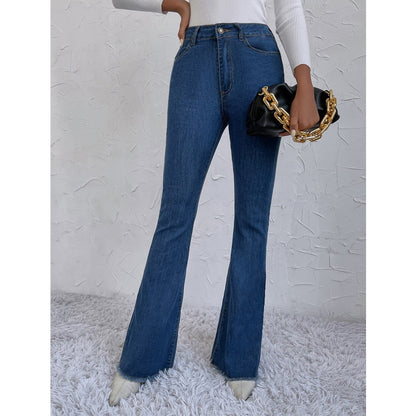 DressBetty - Benuynffy Button Fly Women's Raw Hem Flare Jeans