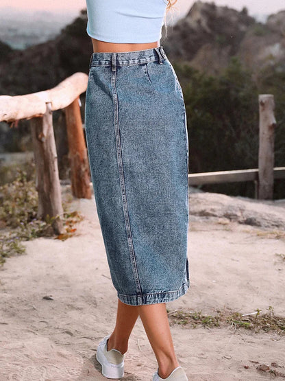DressBetty -  Streetwear Button Denim Skirt Bodycon Long Skirt