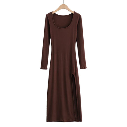 Round Neck  Waist Elegant Streetwear Traf Midi Dresses