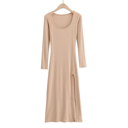 Round Neck  Waist Elegant Streetwear Traf Midi Dresses