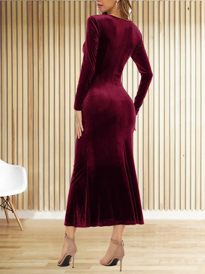 DressBetty - 2024 New Fashion Elegant Long Sleeve  Evening Maxi Dress