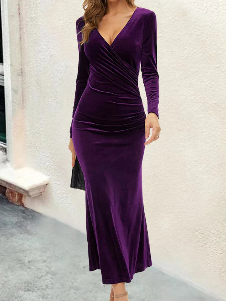 DressBetty - 2024 New Fashion Elegant Long Sleeve  Evening Maxi Dress