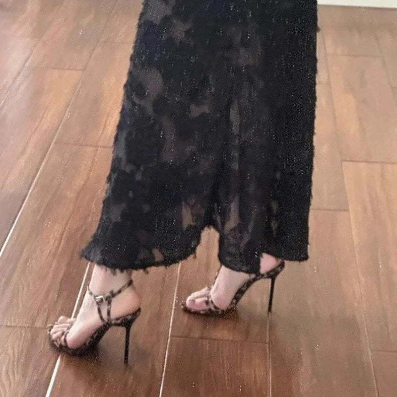 Retro Leopard Print  Stiletto Party Prom Summer Fashion Slingback Low Heel Pumps