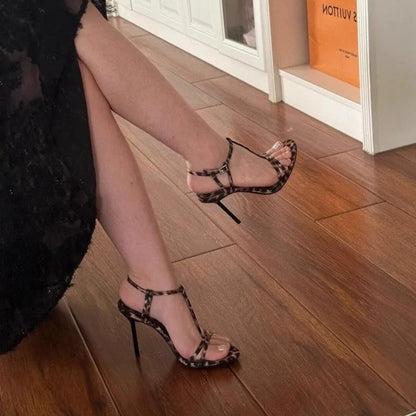 Retro Leopard Print  Stiletto Party Prom Summer Fashion Slingback Low Heel Pumps