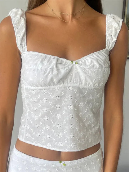 Retro Women  Sleeveless Lace Low Cut Slim Fit Fairycore Grunge  Backless Tie-up Clubwear Crop Top