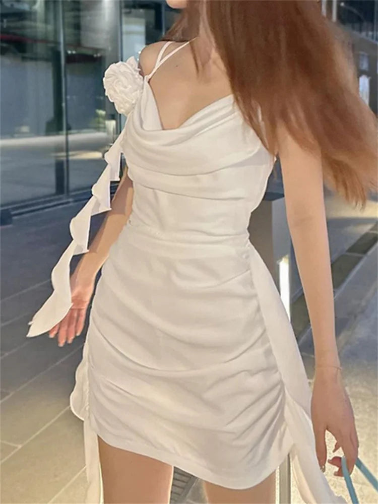 Flirty Off-Shoulder Sultry  Ruffled Halter Mini Dresses
