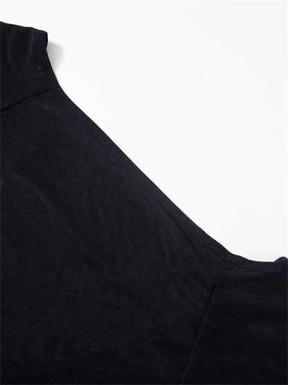 Women Summer Slim Fit Off Shoulder Black Backless Short Clubwear 2024 T-shirts