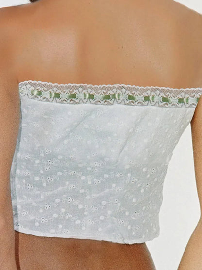 Tube for Women  Strapless Off Shoulder Y2K Fairy Grunge Sleeveless Summer Lace-up Mini Vest Streetwear Crop Top